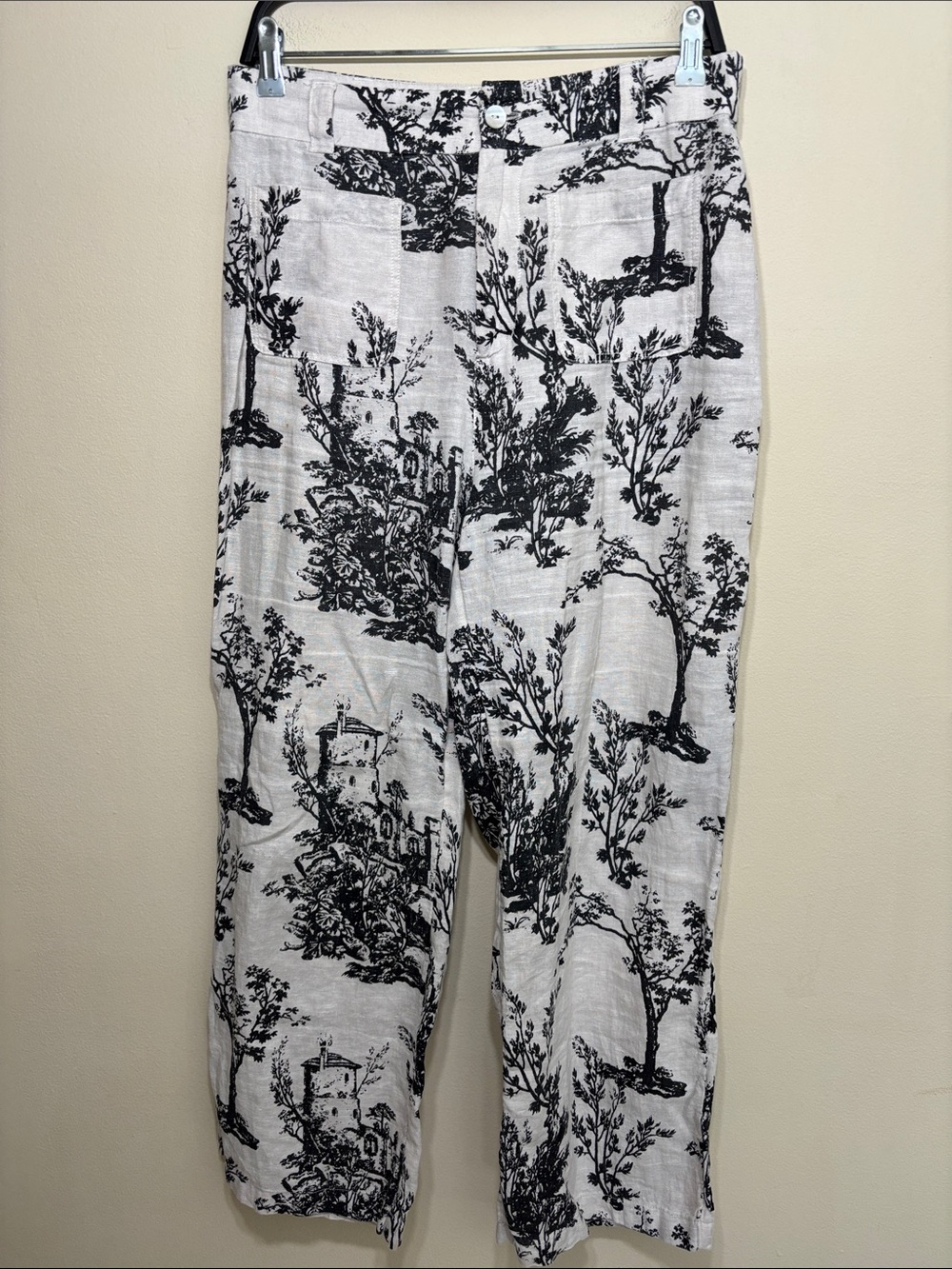 Joie Black & White Cropped Printed 100% Linen Pants
